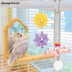 KUTKUT 3PCS Bird Toys for Parrots Colorful Bird Swivel Wheel Rotating Toys Parakeets Chewing Toys Interactive Spinner Rattle Parrot Toy Bird Toy Bird Cage Accessories for Small Medium Birds