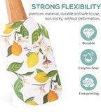 EZYHOME 6Pcs Floral Silicone Spatula with Wood Handle – BPA Free, Heat-Resistant, Ideal for Baking, Mixing & Meal Prep (30cm *6 cm)