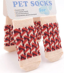 KUTKUT Anti-Slip New Born Puppy Socks with Paw Pattern | Pet Paw Protector Small Puppy Socks with 1 Pair pack of 4 Pieces Adjustable Straps | Socks for Small Puppies, Kitten
