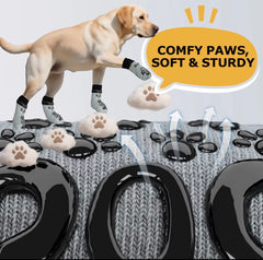 KUTKUT Dog Socks to Prevent Licking Paws - Double Side Dog Booties for Hot Pavement, Dogs Paw Sock, No Twist Dogs Socks for Hardwood Floors Anti Slip (Black Grey)