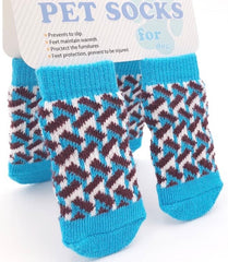 KUTKUT Anti-Slip New Born Puppy Socks with Paw Pattern | Pet Paw Protector Small Puppy Socks with 1 Pair pack of 4 Pieces Adjustable Straps | Socks for Small Puppies, Kitten