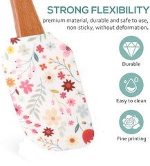 EZYHOME Silicone Spatula with Wood Handle Heat Resistant, Baking, cooking and Mixing Spatulas, Modern Farmhouse Kitchen Décor, Gift for Chef, Cooks, Housewarming Gift (30cm *6 cm)