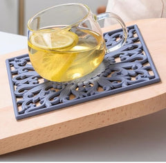 EZYHOME 3Pcs Silicone Trivets for Hot Dishes, Square Trivet Hot Pads for Kitchen Counter, Silicone Trivets for Hot Pots and Pans, Heat Resistant Mat for Quartzs, Kitchen Tabletops Pot Holder (Grey)