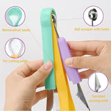 EZYHOME 2Pcs Melon Baller Scoop Set, 4 in 1 Stainless Steel Fruit Tool Set, Fruit Carving Tools for Dig Pulp Separator, Watermelon Cutter Slicer Scooper (Yellow & Green)