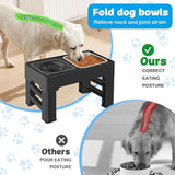 KUTKUT Elevated 2-in-1 Dog Bowls, 4 Adjustable Heights Spill Proof Dog Water Bowl and Stainless Steel Dog Food Bowl, Dog Bowl Stand for Small Medium Large Dogs (Capacity: SS Bowl: 1.6L Bowl 2L
