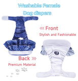 KUTKUT Female Dog Puppy Kitten Diapers Adjustable Washable Reusable Super Absorbency Leak-Proof Dog Nappie Dresses for Dogs in Heat, Period or Excitable Urination, Sanitary Panties Dress