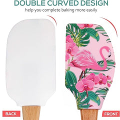 EZYHOME Wooden handle Silicone Swan Pattern Spatula, Heat-Resistant Silicone Scraper, Suitable for Cooking, Baking, Stirring & Applying (30cm *6 cm)