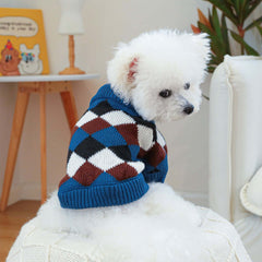 KUTKUT Warm Plaid Pattern Knit Jumper Small Dog Cat Warm Coat, Winter Pullover Pet Clothes, Designer Small Dog Cat Cold Weather Sweater Warm Winter Dog Sweaters for Girls Boys