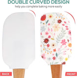 EZYHOME 3Pcs Floral Silicone Spatula,Cake Scrapers and Cream Spreaders for Baking Mixing and Cooking, Cake Cream Butter Spatula, Irish Baking Kitchen Cooking Supplies (30cm *6 cm)