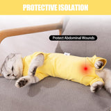 KUTKUT Cats Recovery Suit, Kitten Recovery Onesie Female Cats Abdominal Wounds Bandages Cone E-Collar Alternative After Surgery, Cat Spay Bodysuit for Male Female Cats (Yellow)