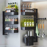 EZYHOME 2 Tier Kitchen Rotating Shelves, Wall Mounted Kitchen Corner Spice Punch Free 360 Rotation Kitchen Spice Organiser Shelf Rack With Towel/Paper Towel Holder. Carbon Steel , Tiered Shel