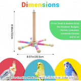 KUTKUT 360° Rotating Wooden Bird Perch Toy For Parrots, Budgies, Cockatiels, Lovebirds-Natural Pine Wood & Cotton Rope Stand With Chew Beads, Fun Exercise & Play Training Toy