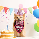 KUTKUT Dog Birthday Party Supplies Birthday Boy Dog Bandana Triangle Scarf Clothes Shirt Cute Dog Hat Dog Bow Tie Collar with 0-8 Numbers for Puppy Dog 1st Birthday Party Outfits (Pink)