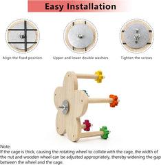 KUTKUT Bird Rotating Perch Toy,Durable Unique Wooden Ferris Wheel Parrot Toys with 5 Perches,Bird Cage Accessories for Parakeet, Cockatiel, Budgerigar,Conures, Lovebirds
