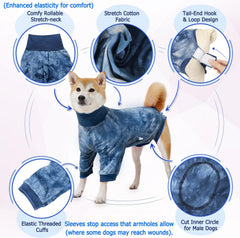 KUTKUT Recovery Suit for Medium Dogs-Soft Onesie Dog Surgery Suit for Female Male Dogs, Breathable Surgical Recovery Suit Prevent Licking Spay Recovery Suit Dog E-Collar&Cone Alternative( Blue)