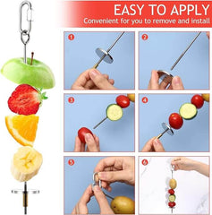 KUTKUT Bird Food Holder Stainless Steel Fruit Vegetable Stick Skewer for Parrots Cockatoo Cockatiel Cage Treating Tool (S:12cm)