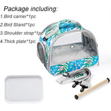 KUTKUT Bird Travel Carrier - Bird Carry Transport Bag with Standing Perch, Printed Bird Carrier Travel Bag Breathable with PP Tray, Outside Travel Cage for Budgies,Parrots, Conures