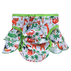 KUTKUT 2 Pcs Female Dog Diapers Adjustable Washable Reusable Super Absorbency Leak-Proof Mermaid Jungle Nappie Dress for Dogs in Heat, Period or Excitable Urination, Sanitary Panties - kutkut