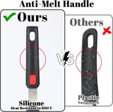 EZYHOME 600°F Heat Resistant Silicon Slotted Turner - Non Stick, Non Scratch Thin Spatula Reinforced Stainless Steel Core - BPA Free & Dishwasher Safe Kitchen Utensil (Dark Grey)