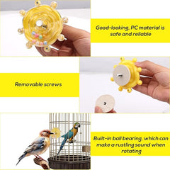 KUTKUT Bird Toys for Parakeets, Funny Parrot Spinner Toy Wheel Interactive Parrot Rotate Toy Rattle Cockatiel Toy for Chewing Exercise Bird Cage Entertainment  Chewing Toy for Budgies Lovebirds