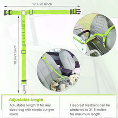 KUTKUT Removable Dog Seat Belt Harness for Car, 3-in-1 Pet Dog Car Seatbelt Leash, Retractable Restraint Secures to Vehicle Headrest & Adjustable Reflective Bungee Dog Seatbelt Tether (Green)