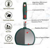 EZYHOME 2Pcs Kitchen Spatula Silicone Turner Heat Resistant Melt Proof Spatulas for Nonstick Cookware,Flexible Non Scratch Thin Spatula Wide,Angled and Flipper for Frying Eggs, Pancake, Burger, Fish