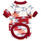 KUTKUT Small Dog Cat Fleece Warm T-Shirt-Soft Sherpa Pet Sweater With Geometric Print, Ribbed Collar & Sleeves, Cozy Winter Clothing For Puppies, Small Dogs & Cats