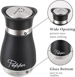 EZYHOME Salt and Pepper Shakers Set with Holder,Red Kitchen Decor and Accessories Farmhouse Gadgets Table Housewarming Gift Christmas Decor Refillable Design (Black)