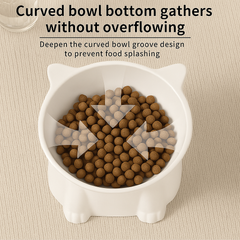 KUTKUT Slanted Cat Dog Food Bowl - Anti Vomiting Design, Whisker-Friendly Tilted Angle, Non-Slip Eco-Friendly Pet Dish, Plastic Elevated Cat Bowls Dishes, 15 Degrees Tilted Cat Food Bowl