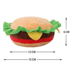 KUTKUT 2 Pack Squeaky Dog Toys, Non-Toxic and Safe Chew Toys for Puppy with Funny Food Pizza Hamburger Shape, Durable Interactive Crinkle Plush Dog Toy for Small, Medium Dogs - kutkutstyle