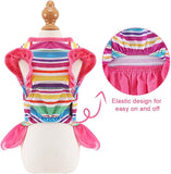 KUTKUT Dog Clothes Girl Dog Dress Puppy Dresses Pet Dress Female Cavalier King, Frenchi Cat Tulle Dress Birthday Party Lace Costume Stripes Tutu Skirt Apparel Bow Outfit (Multi)