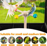 KUTKUT Bird Stand Perch Toy, Parrot 360° Interactive Rotating Parakeet Toys, Wooden Exercise Wheel Parrot Toy, Enrichment Cockatiel Toy for Birds Cage, Bird Cage Accessories Perch Toys for Budgies