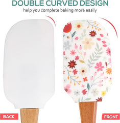EZYHOME Silicone Spatula with Wood Handle Heat Resistant, Baking, cooking and Mixing Spatulas, Modern Farmhouse Kitchen Décor, Gift for Chef, Cooks, Housewarming Gift (30cm *6 cm)