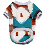 KUTKUT Warm Fleece Dog Sweater For Small Dogs & Cats - Soft Winter Plush Pet-Tshirt With Cozy Ribbed Neck & Sleeves, Dog Pullover With Stylish Aztec Pattern Comfortable & Stylish
