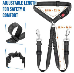 KUTKUT Double Dog Seat Belt, Dual Pet Car Headrest Restraint Safety Seatbelt No Tangle Dog Leash Duty Adjust Elastic Bungee Lead Splitter Connect Harness in Vehicle Travel for 2 Dogs (Black)