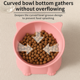 KUTKUT Dog Cat Food Bowl, Anti Vomiting Tilted Raised 15 Degrees Elevated Pet Bowls Raised Whisker Friendly Cat Dish Plastic Slanted Stand for Indoor Pet Food Water Feeder