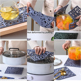 EZYHOME 3Pcs Silicone Trivets for Hot Dishes, Pots & Pans, Square Hot Pads for Kitchen, Heat Resistant Mats for Kitchen Counter, Multi Use Silicone Pot Holders, Flexible Trivet Mat