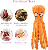 KUTKUT Dog Squeaky Toys Octopus Crinkle Plush, Teeth Cleaning, Durable Interactive Chew Toys, Cute Soft Dog Toys for Small Medium Dogs, Labrador, Golden Retriever - kutkutstyle