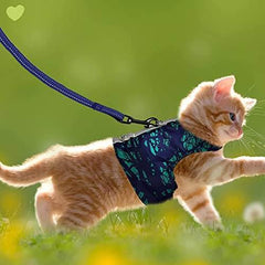 KUTKUT Cat Harness and Leash for Walking Escape Proof Air Mesh Fabric Outdoor Walking Vest with Reflective Strips for Cute Kittens and Small Puppies - kutkutstyle