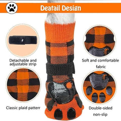 KUTKUT Anti Slip Dog Socks for Hot/Cold Pavement, Halloween Fall Dog Paw Protectors to Prevent Licking Paws, Non Slip Anti Twist Small Medium Large Senior Dogs Socks for Hardwood Floors