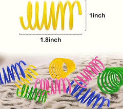 KUTKUT 48Pcs Cat Spring Toys, Cat Spiral Springs for Indoor Cats, Colorful & Durable Plastic Spring Coils Attract Cats to Swat, Bite, Hunt, BPA Free Durable Heavy Plastic Interactive Toys for Kittens