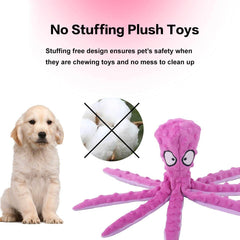 KUTKUT Pack of 2 Dog Squeaky Toys Octopus - No Stuffing Crinkle Plush Dog Toys for Puppy Teething, Durable Interactive Dog Chew Toys for Small to Medium Dogs Training and Reduce Boredom. - ku