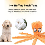 KUTKUT 2 Pcs Dog Squeaky Toys Octopus - No Stuffing Crinkle Plush Dog Toys for Puppy Teething, Durable Interactive Dog Chew Toys for Small to Medium Dogs Training and Reduce Boredom - kutkuts