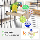 KUTKUT Bird Stand Perch Toy with Rotating Balls,Parakeet Stand Perch Toy for Metal Cage, Fun Toy for Parrots Cockatiels Budgies Budgerigars Parrotlets Lovebirds Ringne