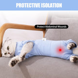 KUTKUT Cats Recovery Suit, Kitten Recovery Onesie Female Cats Abdominal Wounds Bandages Cone E-Collar Alternative After Surgery, Cat Spay Bodysuit for Male Female Cats (Blue)