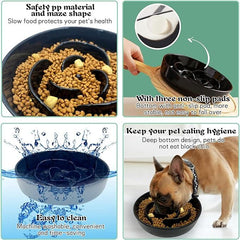 KUTKUT Ceramic Slow Feeder Dog Bowls, Pet Slow Feeder for Puppy Kitten, Slow Down Puzzle Eating Dog Food Bowl Food Dish for Fast Eaters Small Pets