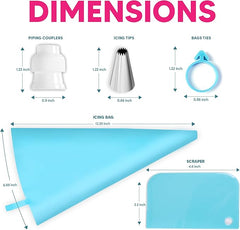 EZYHOME 21Pcs Piping Bags and Tips Set, Reusable Cake Decorating Supplies with 2 Reusable Bags, 12 Icing Tips, 2 Silicone Rings, 2 Couplers and 3 Scrapers, Cake Baking Tools for Cookie Icing Cupcakes