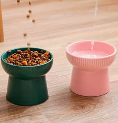 KUTKUT 2 Pcs Ceramic Cat Food Or Water Bowl, Raised Cat Feeder Dishes with Stand, Elevated Pet Food Bowl for Cats and Small Dogs, Stress Free Backflow Prevention & Reduce Neck Burden - kutkut