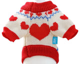 KUTKUT Winter Knit Bear Sweater For Small Dogs and Cats - Warm Acrylic Wool Pet Pullover With Red Hearts, Cute Puppy Kitten Cold Weather Clothes For ShihTzu, Poodle, Pug etc