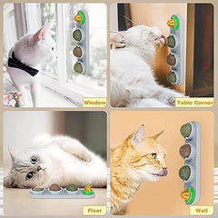 KUTKUT 4 Sphere Catnip Toy Cat Hairball Treat Snacks Cat Dental Treats Cat Ball Toy Sugar Kitten Snack Cat Digestion Promoter Cleaning Toys Teething Cat Nip Balls Silvervine Catnip Balls